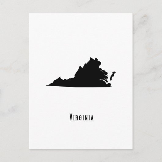 Virginia Map - Schwarz und Weiß Moderne Virginia K Postkarte (Vorderseite)