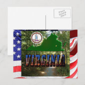 Virginia Map, Staat Siegel, Bildtext Postkarte (Vorne/Hinten)