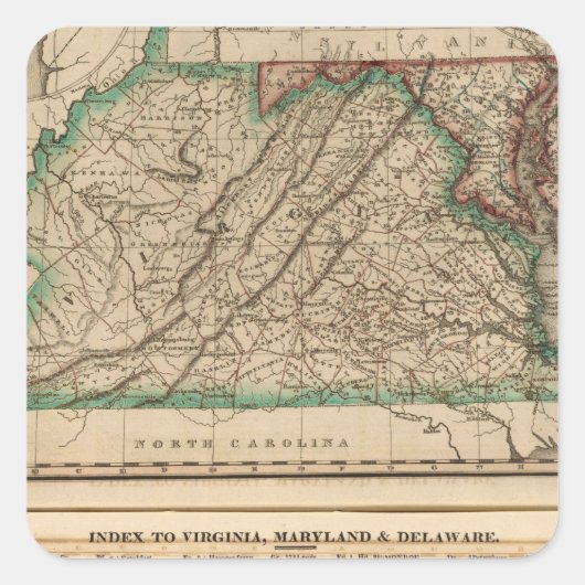 Virginia, Maryland, Delaware Quadratischer Aufkleber (Vorderseite)