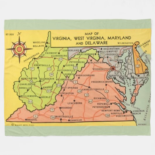 Virginia Maryland States Throw Blanket Fleecedecke (Vorderseite (Horizontal))