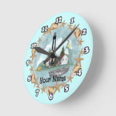 Virginia Muscheln Lighthouse Runde Wanduhr (Winkel)