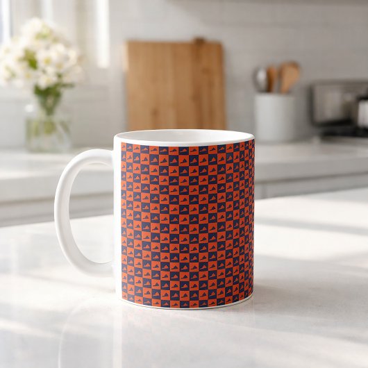 Virginia Muster Schachbrett Orange Blau Kaffeetasse