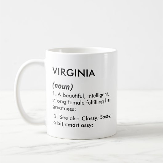 Virginia name, Editable name, Custom name Kaffeetasse (Links)