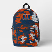 Virginia Navy & Orange Camo Printed college Bedruckter Rucksack (Vorderseite)