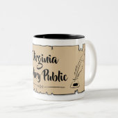 Virginia Notary Public Scroll Feather Quill Zweifarbige Tasse (VorderseiteRechts)