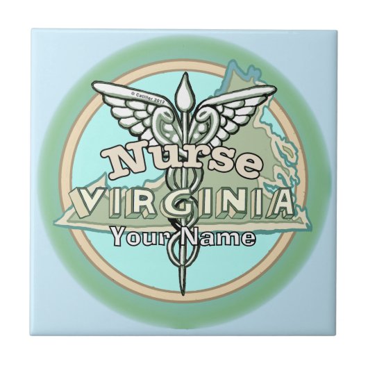 Virginia Nurse Caduceus Fliese (Vorderseite)