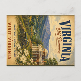 Virginia: Old Dominion Reiseplakat Feiertagspostkarte