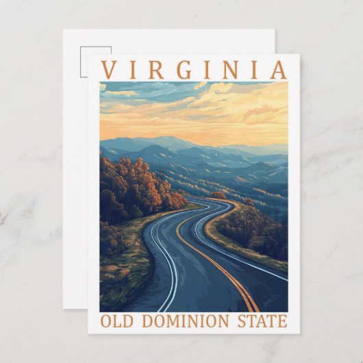 Virginia Old Dominion Staat USA Travel Place Postkarte (Vorne/Hinten)