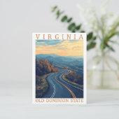 Virginia Old Dominion Staat USA Travel Place Postkarte (Stehend Vorderseite)