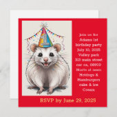 Virginia Opossum trägt Geburtstagsfeiertag Einladung (Vorne/Hinten)