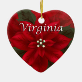 Virginia Rote Poinsettia Herz Keepake Ornament