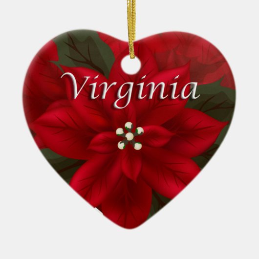 Virginia Rote Poinsettia Herz Keepake Ornament (Vorne)