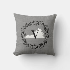 Virginia Rustic Wreath Monogram Throw Pillow Kissen