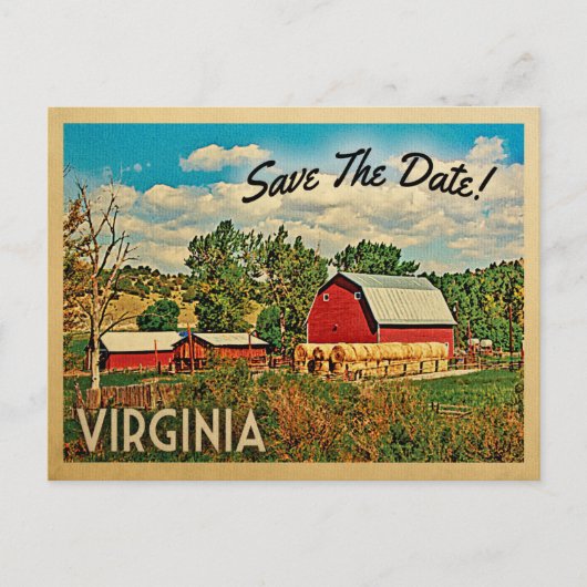 Virginia Save the Date Bauernhof Rustikal Ankündigungspostkarte (Vorderseite)