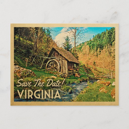 Virginia Save the Date Rustikale Hüttenmeilenwald Ankündigungspostkarte (Vorderseite)