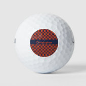 Virginia Schachbrett Orange und Blau Personalisier Golfball (Vorderseite)