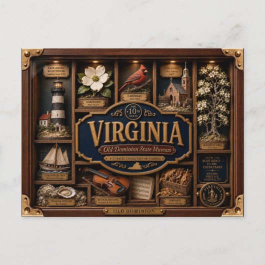 Virginia Shadow Box 3D Figurine Staat Postkarte (Vorderseite)