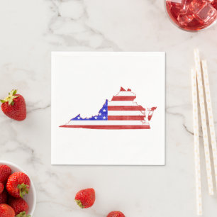Virginia Shaped American Flag Patriotic Virginia Serviette