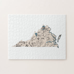 Virginia Shaped Virginian Vintag Picture Map Puzzle