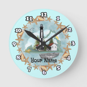Virginia Shells Leuchtturm Runde Wanduhr