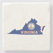 Virginia Silhouette Map Shaped State Flag Steinuntersetzer (Vorderseite)