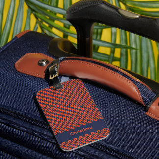 Virginia Silhouette Orange Blau Personalisieren Gepäckanhänger