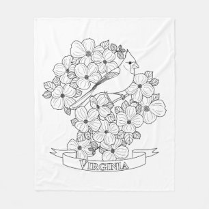 Virginia Staat Bird und Blume Farbseite Fleecedecke