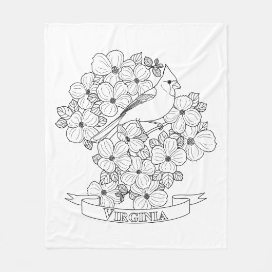 Virginia Staat Bird und Blume Farbseite Fleecedecke (Vorderseite)
