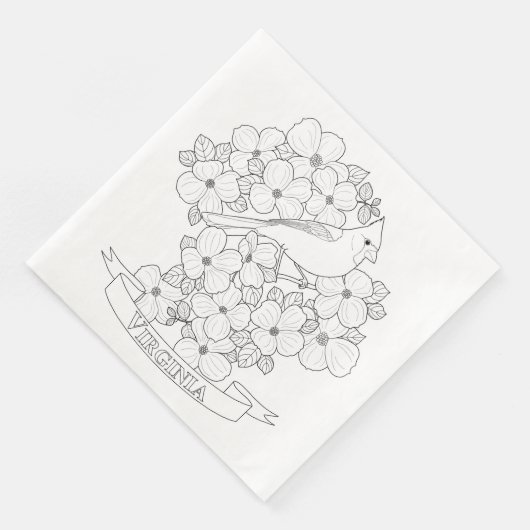 Virginia Staat Bird und Blume Farbseite Serviette (Ecke)