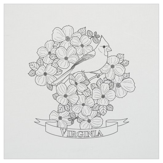 Virginia Staat Bird und Blume Farbseite Stoff (Muster)