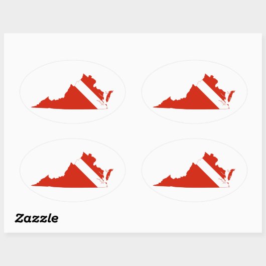 Virginia Staat Dive Flag Ovaler Aufkleber (Blatt)