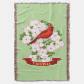 Virginia Staat Kardinal Bird und Dogwood Blume Decke (Vorderseite Vertikal)