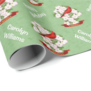 Virginia Staat Kardinal Bird und Dogwood Blume Geschenkpapier