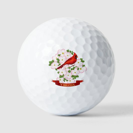 Virginia Staat Kardinal Bird und Dogwood Blume Go Golfball (Vorderseite)