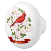 Virginia Staat Kardinal Bird und Dogwood Blume Keramikknauf (Rechts)