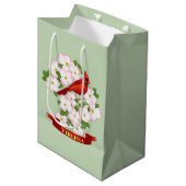 Virginia Staat Kardinal Bird und Dogwood Blume Mittlere Geschenktüte (Vorderseite Schrägansicht)