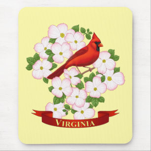 Virginia Staat Kardinal Bird und Dogwood Blume Mousepad