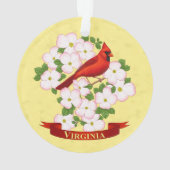 Virginia Staat Kardinal Bird und Dogwood Blume Ornament (Rückseite)