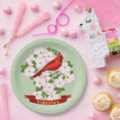 Virginia Staat Kardinal Bird und Dogwood Blume Pappteller (Party)