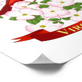Virginia Staat Kardinal Bird und Dogwood Blume Poster (Ecke)