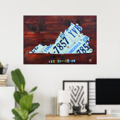 Virginia Staat License Plate Karte Poster (Heimbüro)