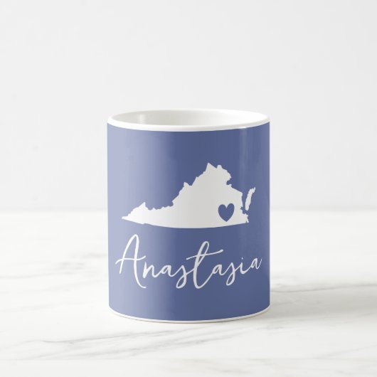 Virginia Staat Map Anpassbarer Name Kaffeetasse (Mittel)
