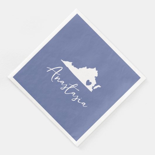 Virginia Staat Map Anpassbarer Name Serviette (Ecke)