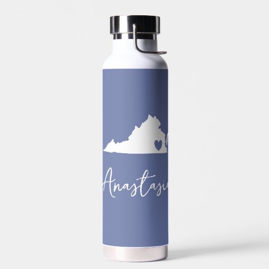 Virginia Staat Map Anpassbarer Name Trinkflasche (Links)