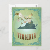 Virginia Staat Map - Green Postkarte (Vorne/Hinten)