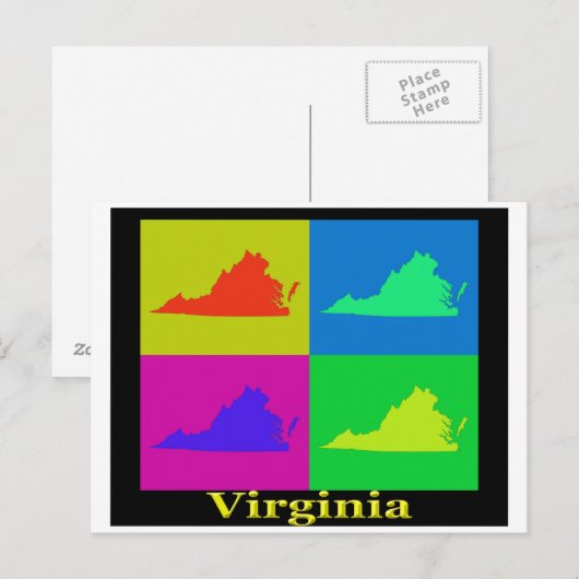 Virginia Staat Map Postkarte (Vorne/Hinten)