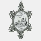 Virginia Staat Quarter Schneeflocken Zinn-Ornament (Links)