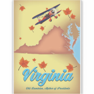 Virginia Staat Retro Reiseplakat Aufkleber