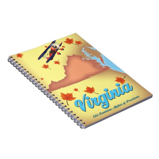 Virginia Staat Retro Reiseplakat Notizblock (Rechte Seite)