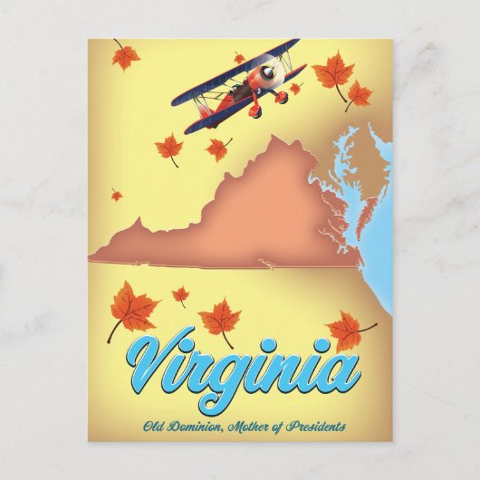 Virginia Staat Retro Reiseplakat Postkarte (Vorderseite)